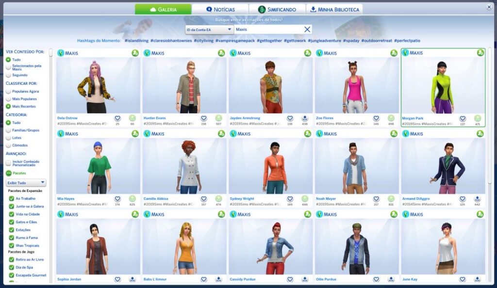 Novos Sims Capa Galeria