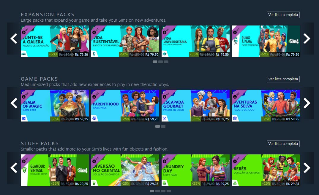 PROMOÇÃO: The Sims 4 e Pacotes com até 50% de Desconto na Steam