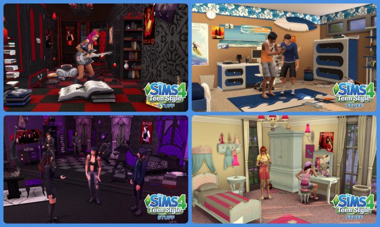 Estilo Teen, The Sims 2, The Sims 4, Objetos para adolescentes, Conteúdo personalizado, Coleção de Objetos