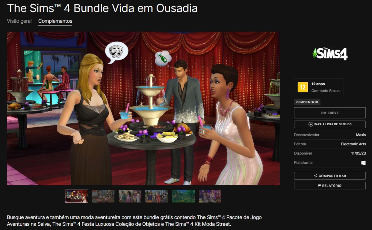 Bundle The Sims 4 Vida em Ousadia gratuito na Epic Games! - Alala Sims