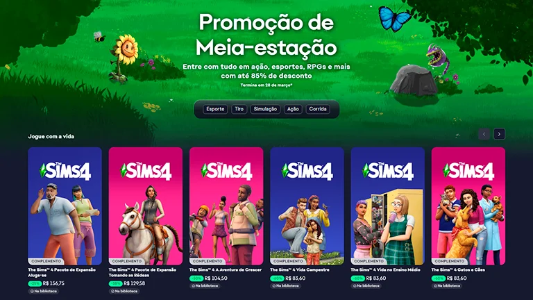 The Sims 4: Até 60% de Descontos nos Pacotes na Promoção de Meia-Estação