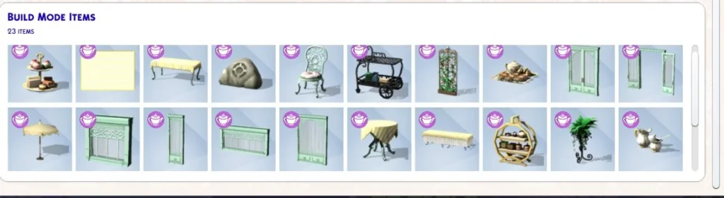 The Sims 4 Kit Hora do Chá no Solário - Itens