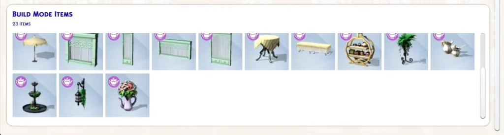 The Sims 4 Kit Hora do Chá no Solário - Itens